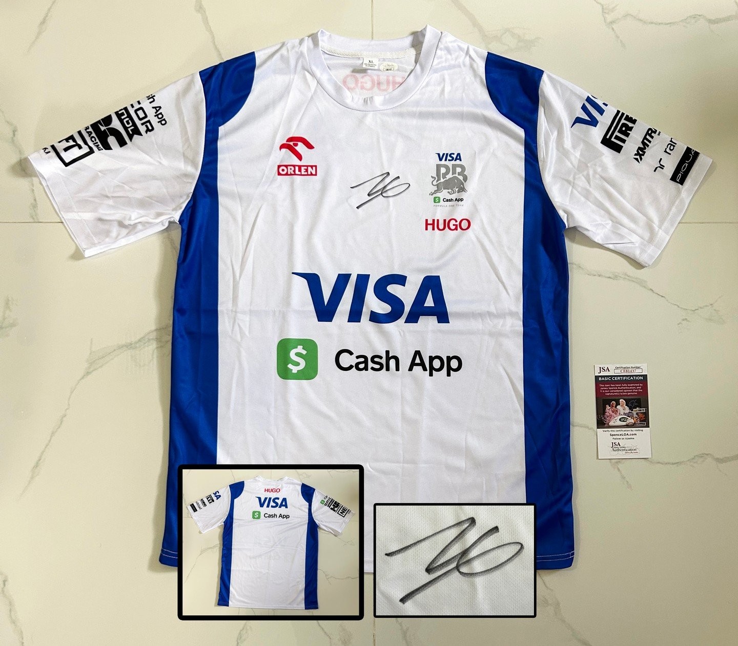Isack Hadjar Signed Shirt Visa Cash App Racing Bulls Formula 1 F1 JSA 1 COA