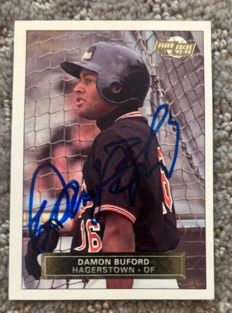 1992-1993 Fleer Excel Damon Buford signed autographed card Hagerstown Suns #122