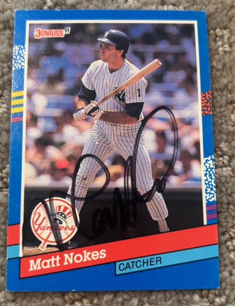 1991 DONRUSS #170 MATT NOKES SIGNED AUTOGRAPHED CARD NEW YORK YANKEES COLLECTIBLE MEMORABILIA