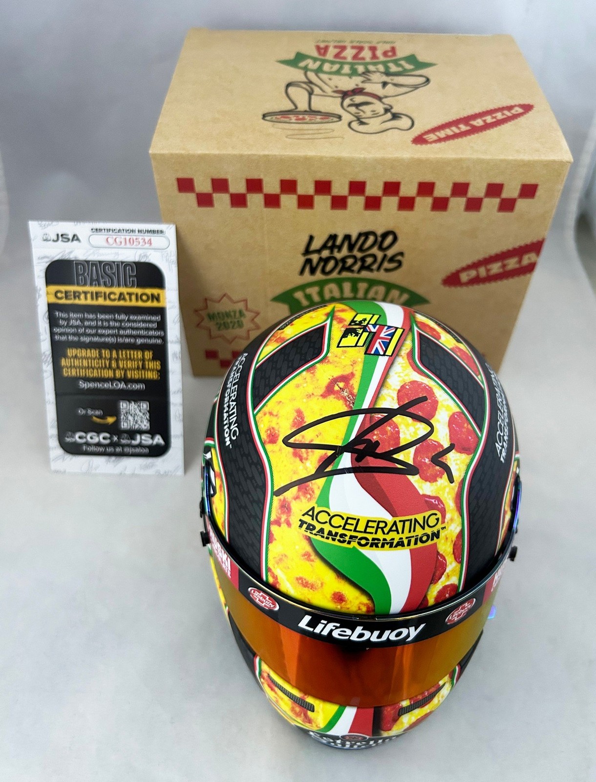 Lando Norris Signed Helmet 1:2 McLaren 2020 Italian GP F1 JSA COA