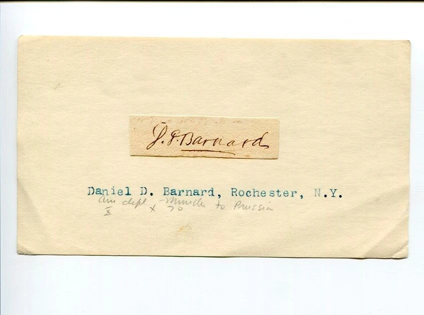 Daniel Barnard New York US Representative Congress Ambassador Signed Autograph