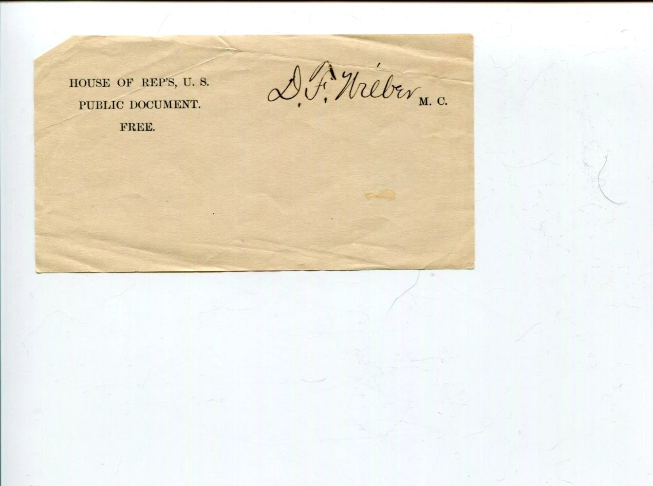 David F. Wilber NY New York US Representative Congress Signed Autograph