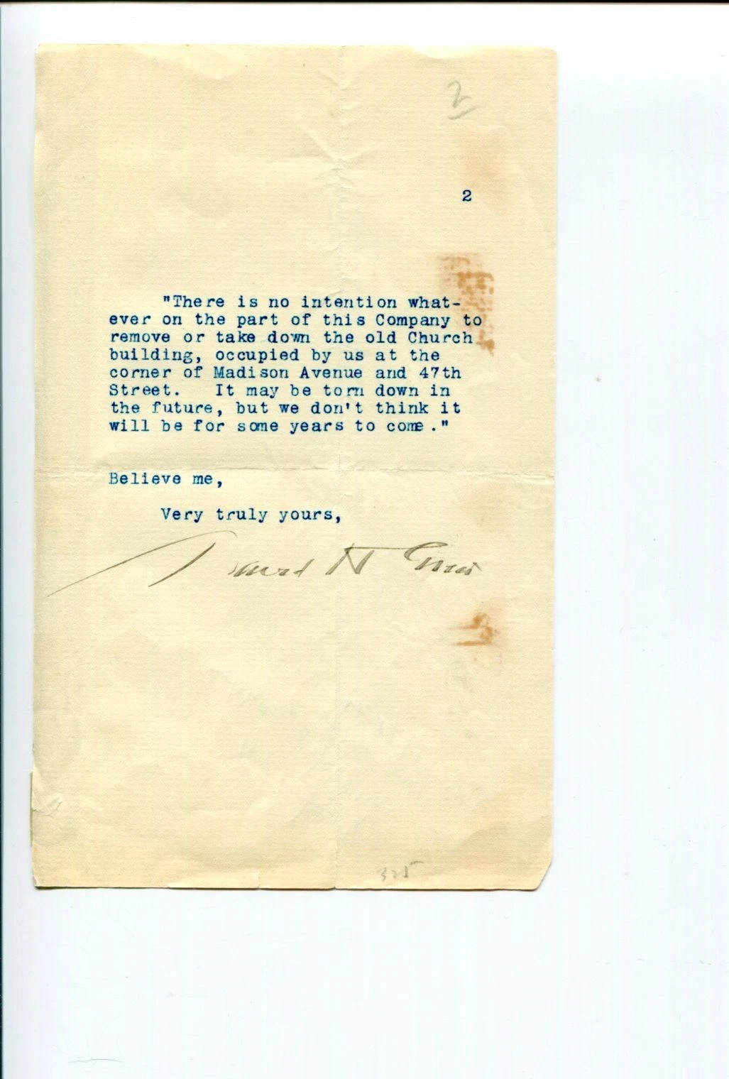 David Hummell Greer New York Bishop Clergy Signed Autograph Note