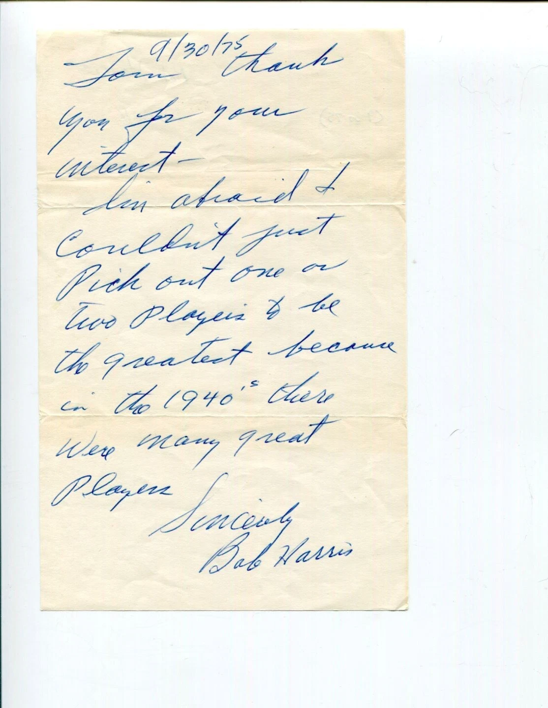 Bob Harris Philadelphia A's St. Louis Browns Detroit Tigers Signed Autograph ALS