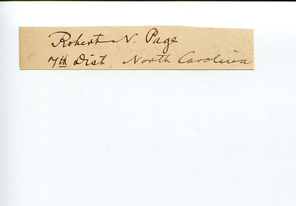 Robert N. Page NC North Carolina US Representative Congress Signed Autograph