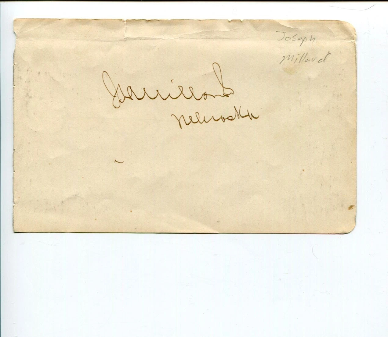 Joseph Millard Nebraska Henry C Smith Michigan Senator Congress Signed Autograph