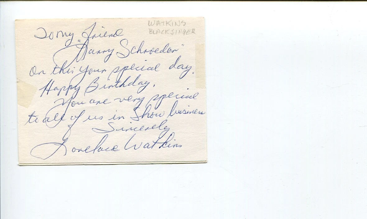 Lovelace Watkins The Black Sinatra Singer Signed Autograph