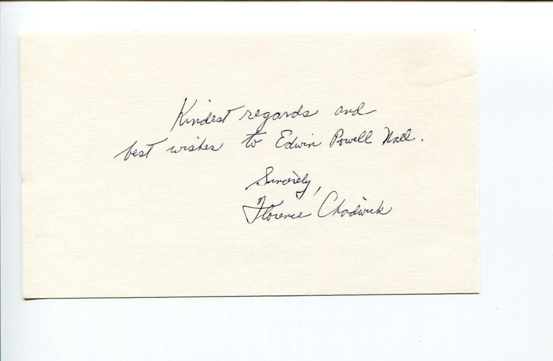 Florence May Chadwick 1st Women English Channel Swimmer Rare Signed Autograph
