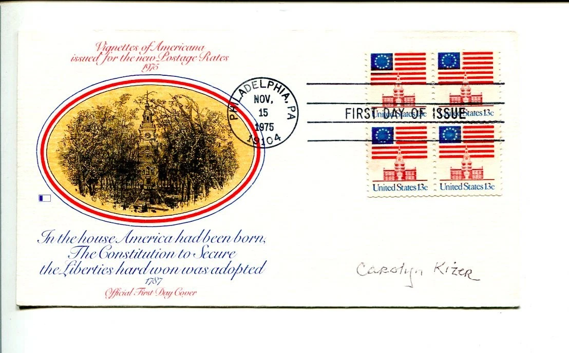 Carolyn Kizer Pulitzer Prize Poet Author Signed Autograph FDC