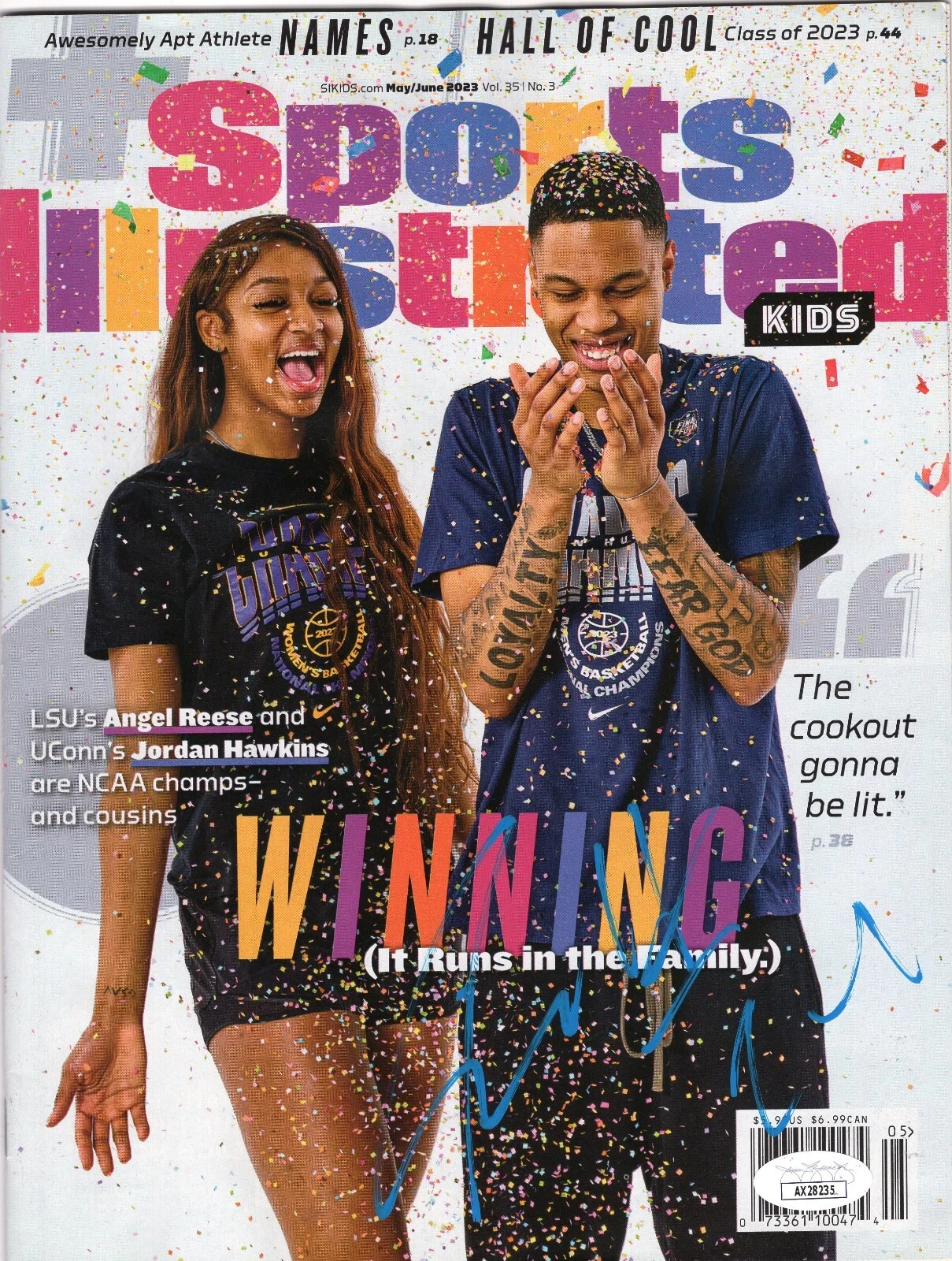 Jordan Hawkins UCONN Huskies Signed Sports Illustrated w/JSA COA AX28235