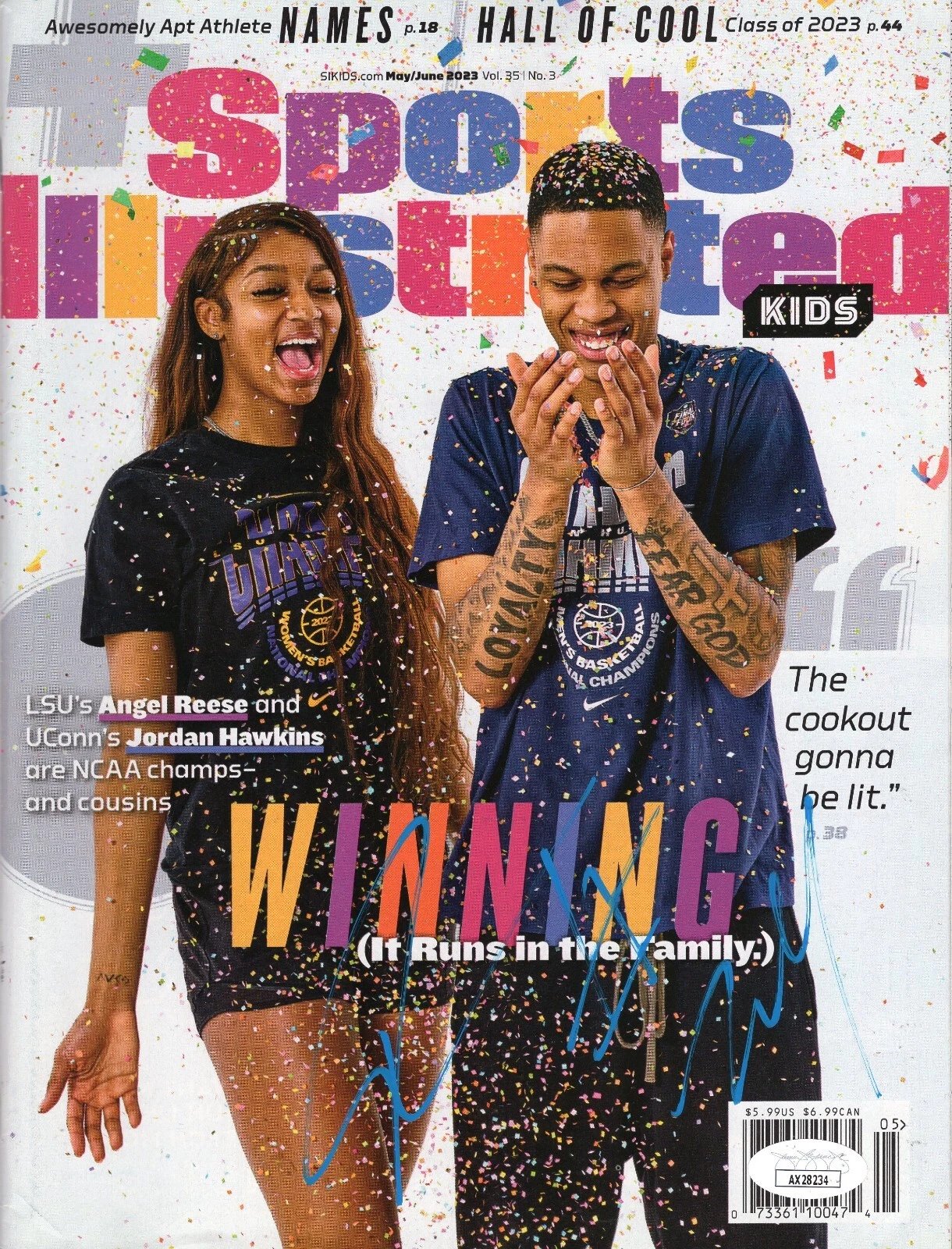 Jordan Hawkins UCONN Huskies Signed Sports Illustrated w/JSA COA AX28234