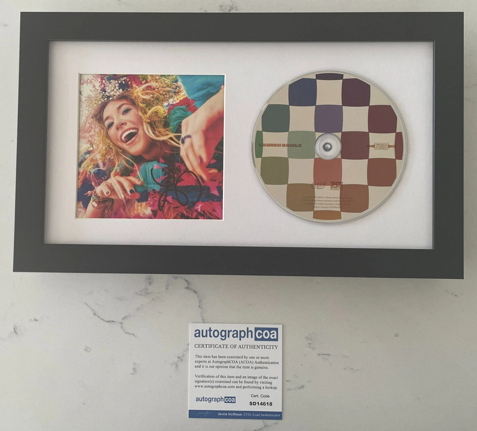 LAUREN DAIGLE SIGNED SELF TITLED FRAMED & MATTED CD AUTOGRAPH COA ACOA