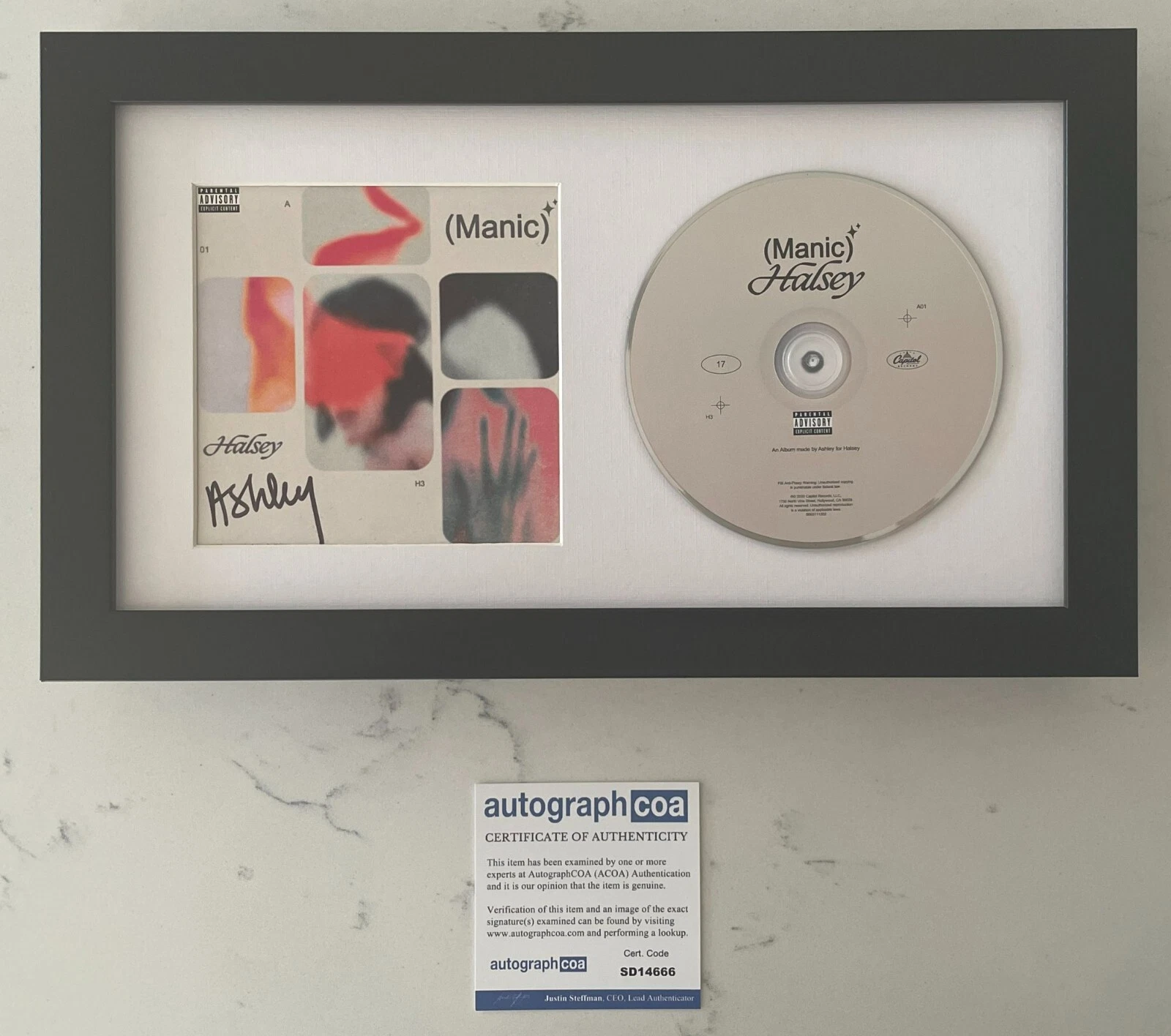 HALSEY ASHLEY SIGNED MANIC FRAMED & MATTED CD w/ AUTOGRAPH ACOA COA