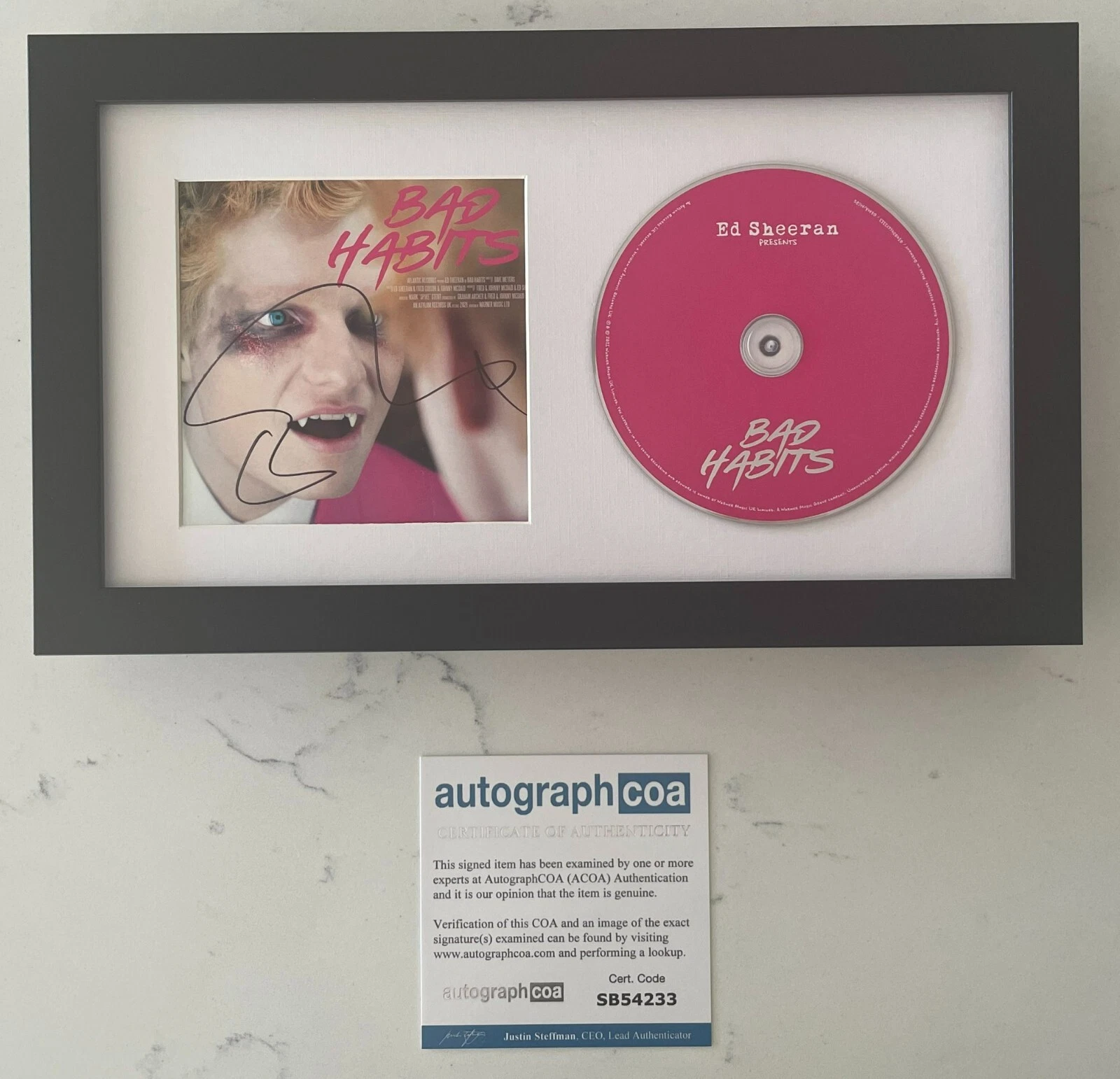 ED SHEERAN SIGNED BAD HABITS FRAMED & MATTED CD w/ AUTOGRAPH ACOA COA