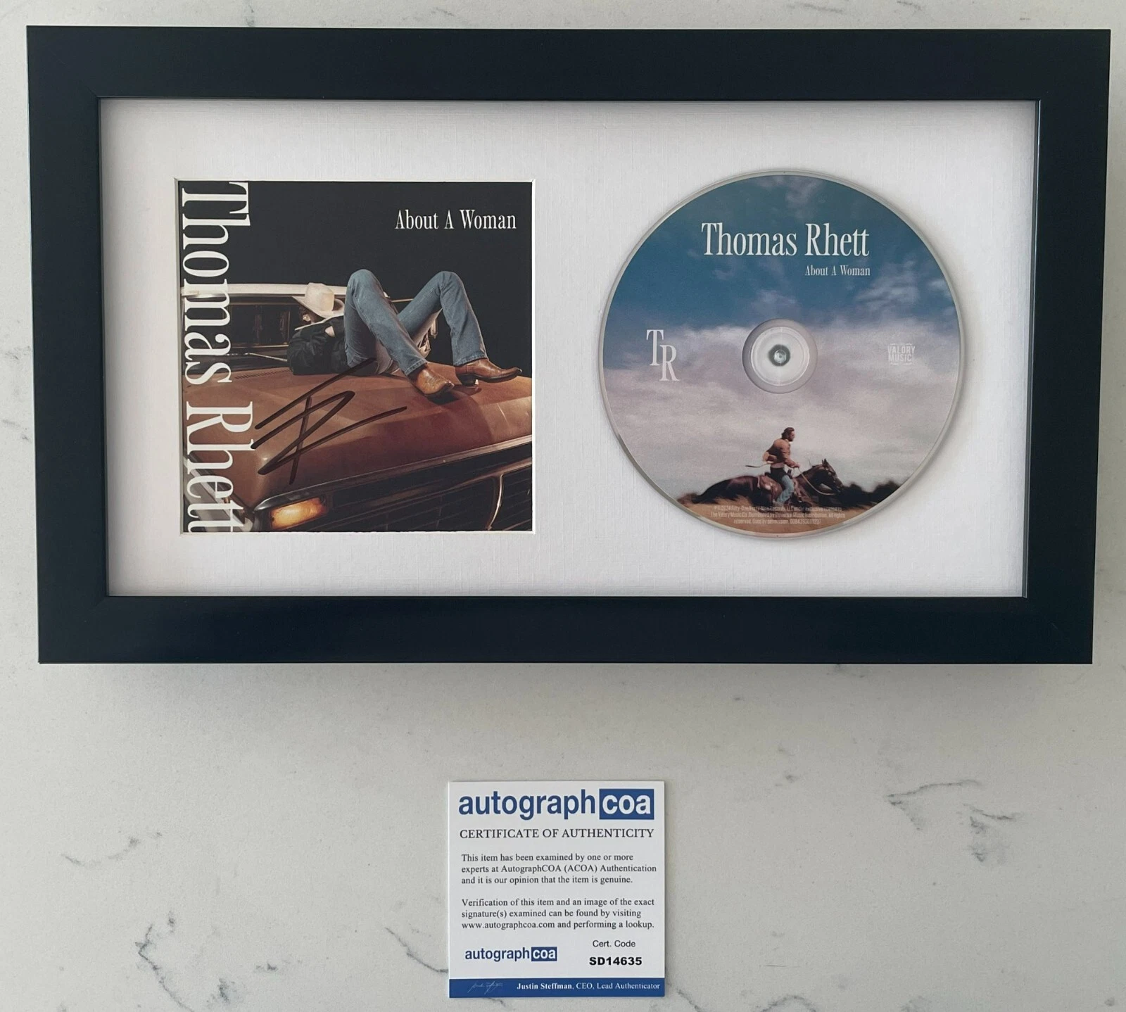 THOMAS RHETT SIGNED ABOUT A WOMAN FRAMED & MATTED CD w/ AUTOGRAPH ACOA COA