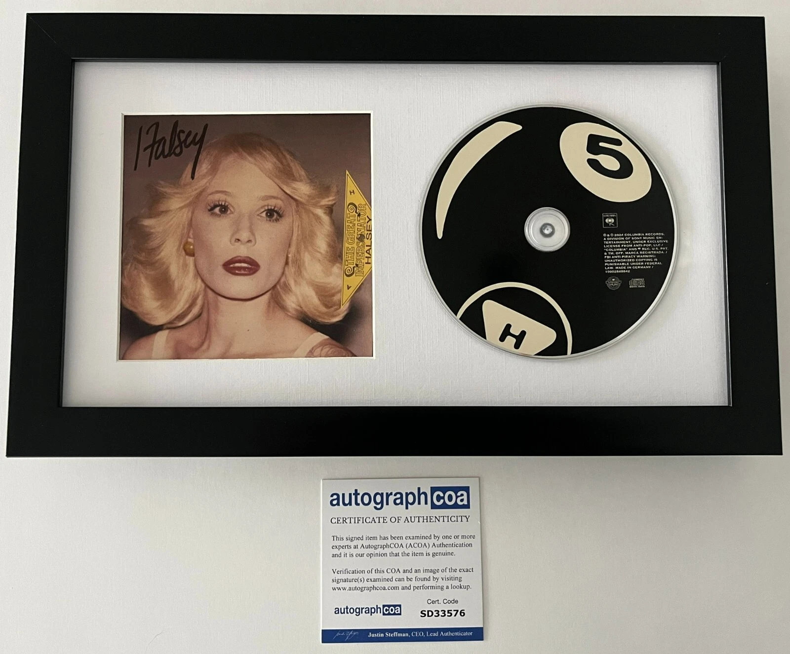 HALSEY SIGNED THE GREAT IMPERSONATOR C FRAMED & MATTED CD & AUTOGRAPH ACOA COA