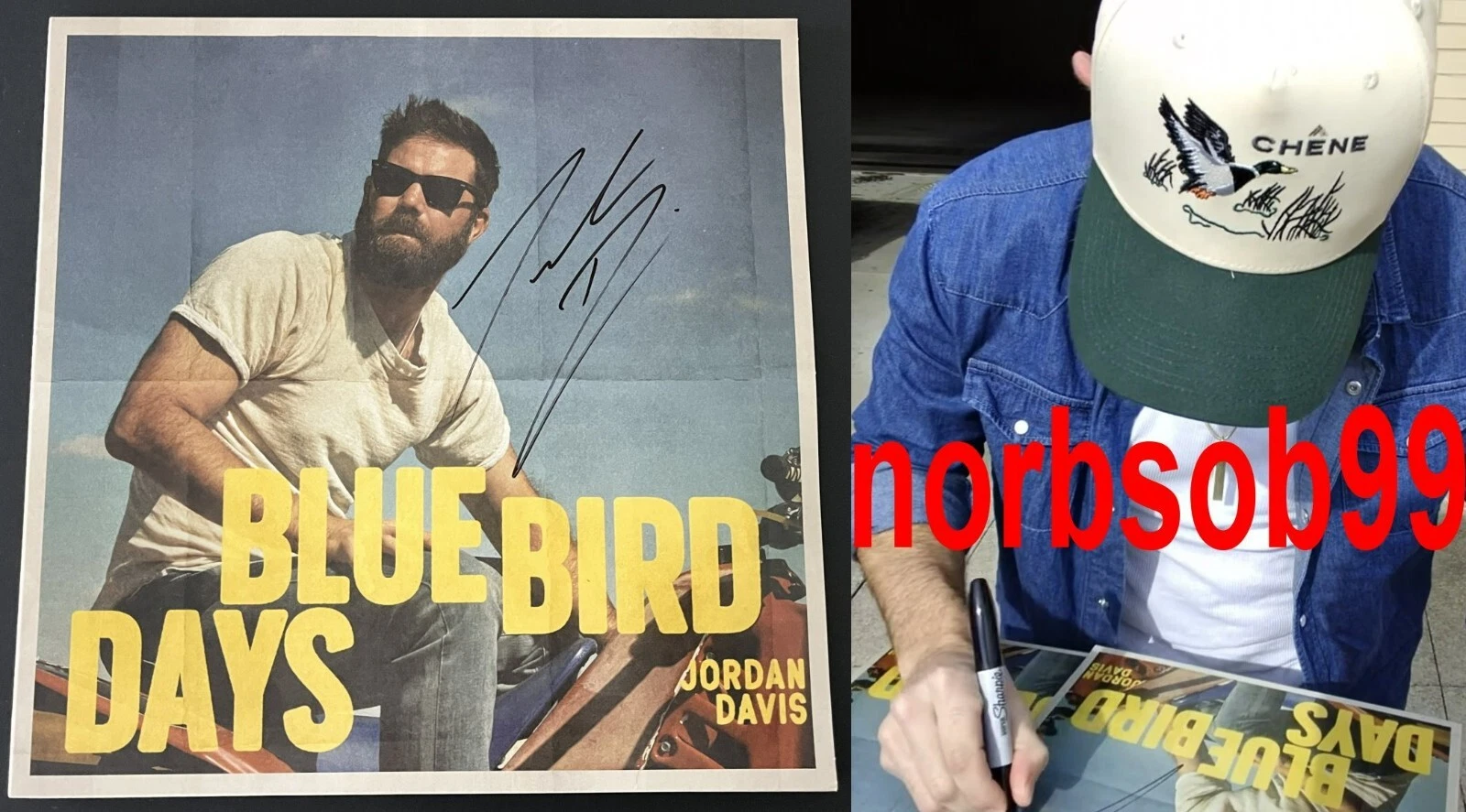JORDAN DAVIS SIGNED BLUEBIRD DAYS VINYL RECORD w/EXACT VIDEO PROOF & BECKETT COA