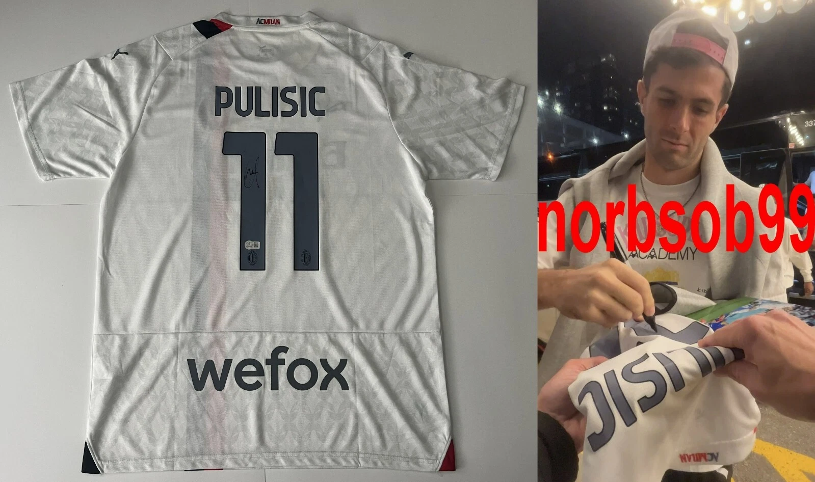 CHRISTIAN PULISIC SIGNED AC MILAN JERSEY USA w/EXACT VIDEO PROOF & BECKETT COA