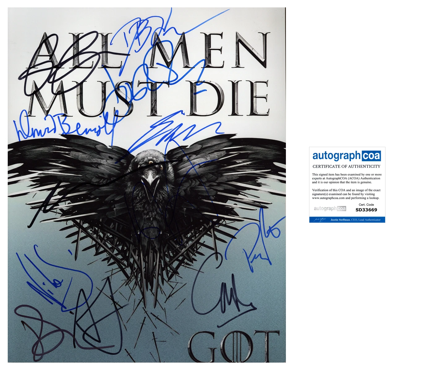 GAME OF THRONES EMILIA CLARKE +11 SIGNED AUTOGRAPH 11x14 PHOTO w/PROOF COA ACOA