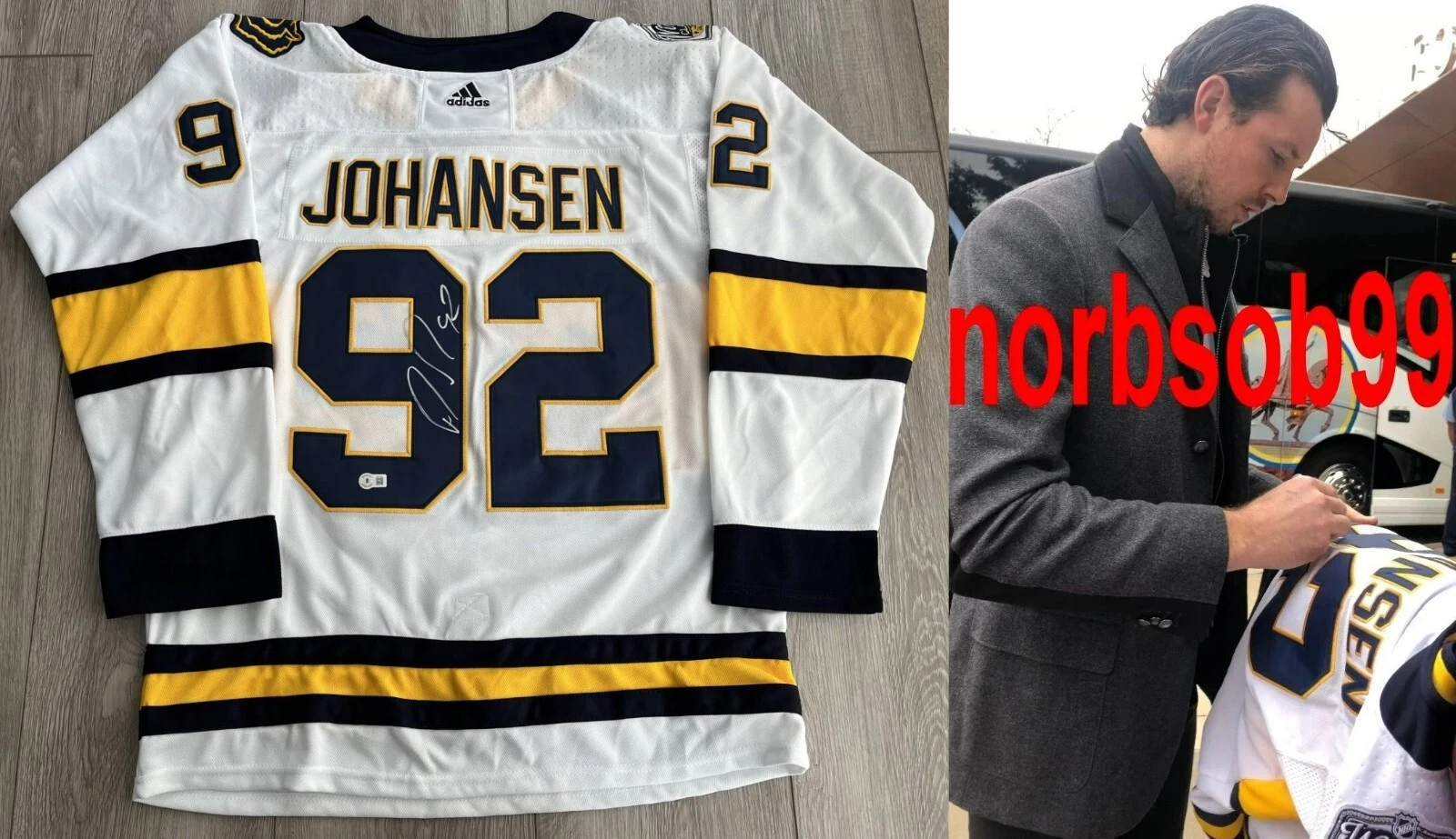 RYAN JOHANSEN SIGNED NASHVILLE PREDATORS JERSEY w/EXACT VIDEO PROOF BECKETT COA