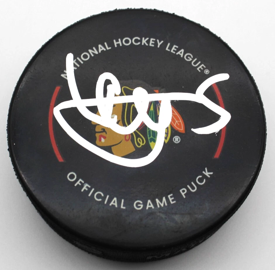 Artyom Levshunov Signed Chicago Blackhawks Game Hockey Puck w/Beckett BR93155