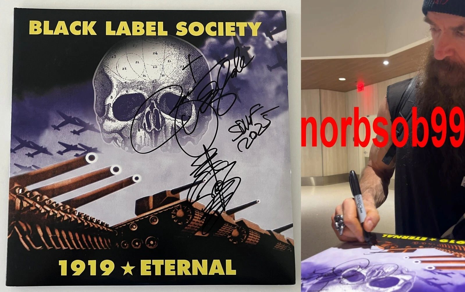 ZAKK WYLDE SIGNED BLACK LABEL SOCIETY 1919 ETERNAL VINYL EXACT PROOF BECKETT COA COLLECTIBLE MEMORABILIA