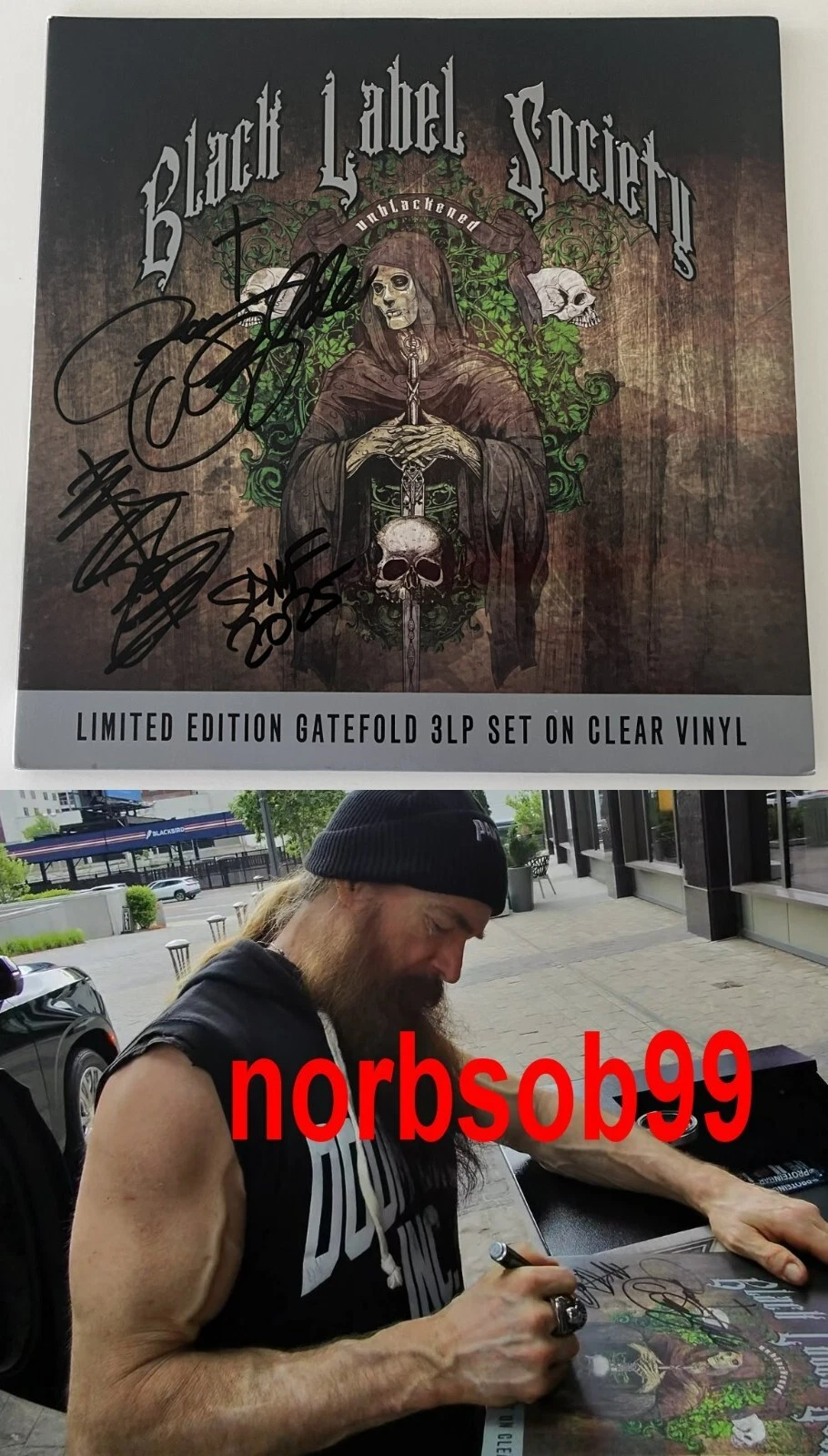 ZAKK WYLDE SIGNED BLACK LABEL SOCIETY UNBLACKENED VINYL EXACT PROOF BECKETT COA COLLECTIBLE MEMORABILIA