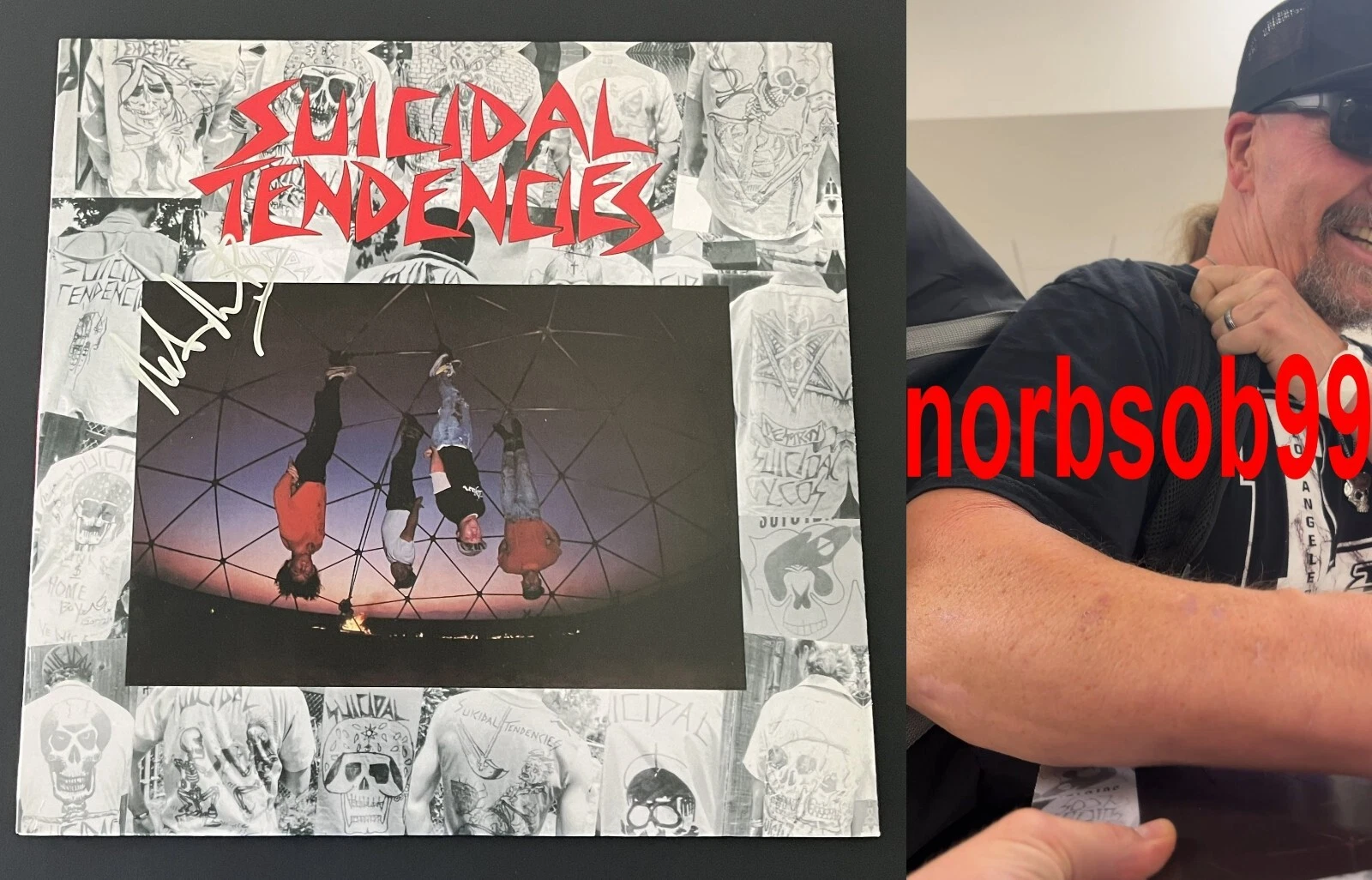 MIKE MUIR SIGNED SUICIDAL AUTOGRAPH TENDENCIES VINYL w/EXACT PROOF & BECKETT COA