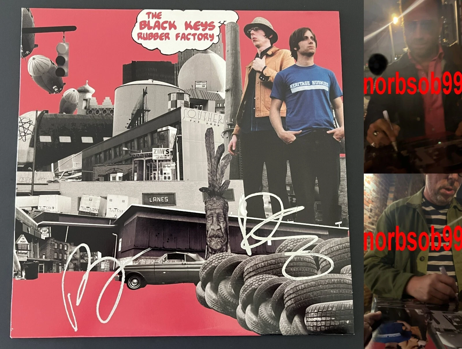 THE BLACK KEYS SIGNED AUTOGRAPH RUBBER FACTORY VINYL w/EXACT PROOF & BECKETT COA