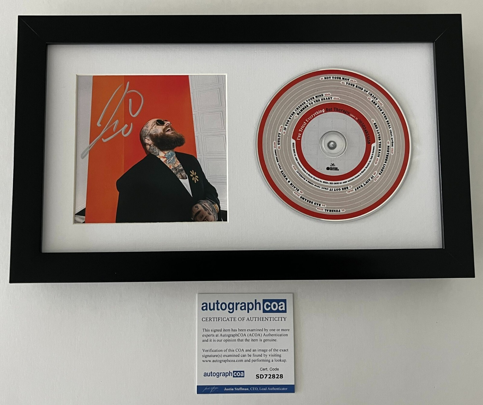 TEDDY SWIMS SIGNED I'VE TRIED EVERYTHING BUT THERAPY PART 2 FRAMED CD & COA