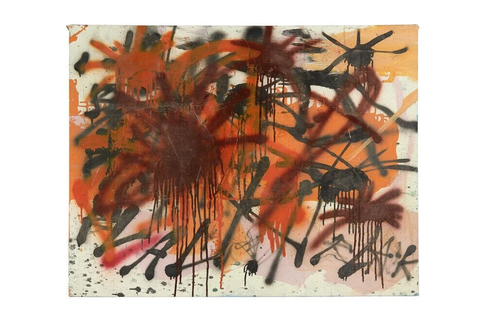 DENNIS HOPPER 1984 HINGE SERIES ORIGINAL 27.5 X 35.5 PAINTING & EXHIBIT POSTER COLLECTIBLE MEMORABILIA