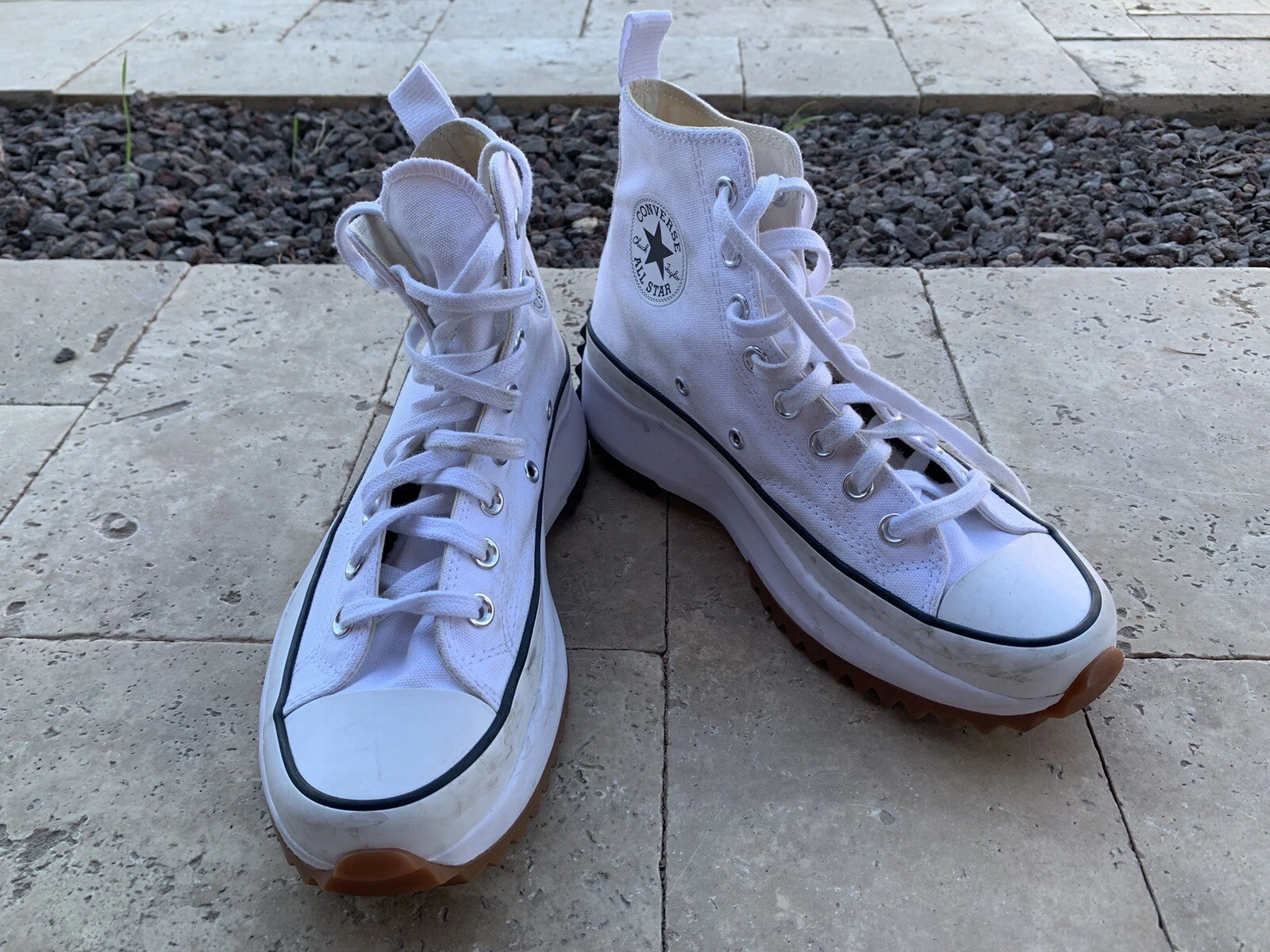 Converse Run Star Hike High White Black Gum Unisex 6.5 / 8 L Word Series Used