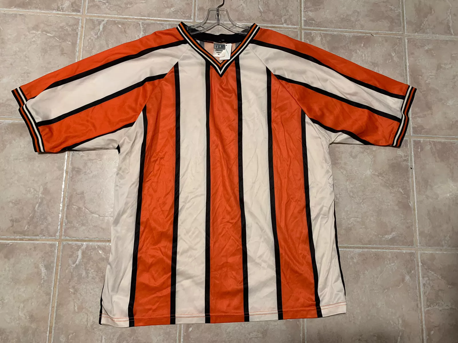 LOST TV SHOW WARDROBE VKM VENUS XL MEN’S ORANGE STRIPE SOCCER SHIRT COLLECTIBLE MEMORABILIA