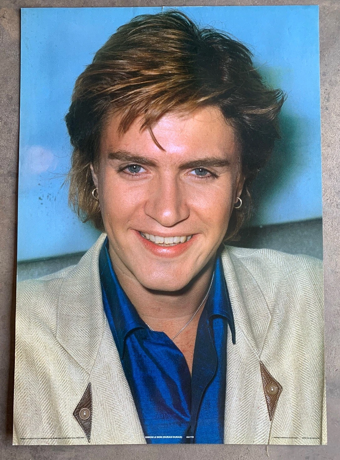 Duran Duran Simon Le Bon Poster Vintage ORIGINAL 1980s 23.5