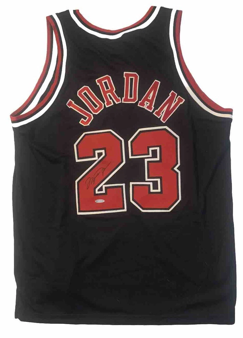 Michael Jordan Signed Autographed RED ON BLACK Jersey Authentic Upper Deck UDA