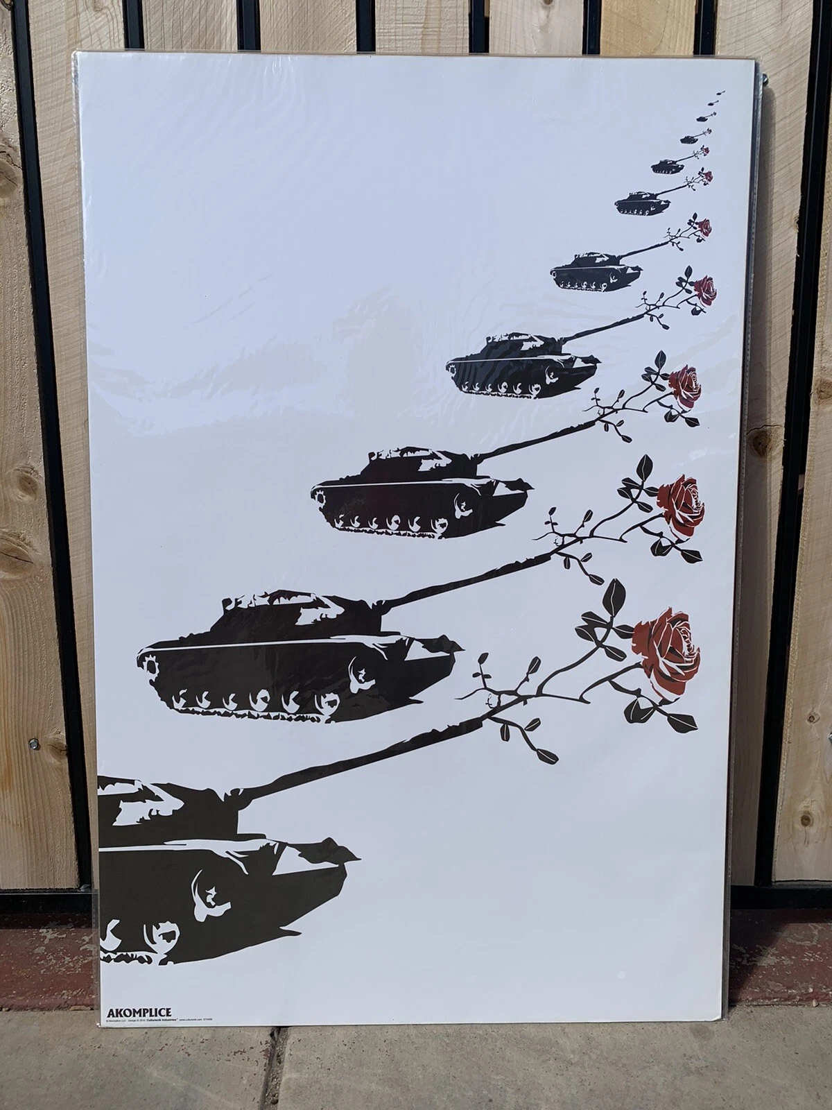 2010 AKOMPLICE TANKS WITH ROSES POSTER 24″ X 36″ P31 ANTI WAR COLLECTIBLE MEMORABILIA