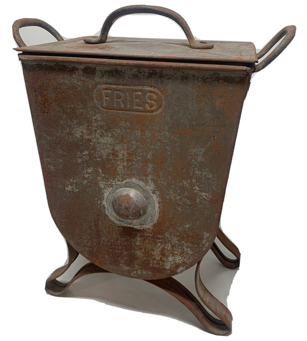 Antique Fries Metal Tin Butter Churn, sifter mixer with Lid MISSING CRANK HANDLE