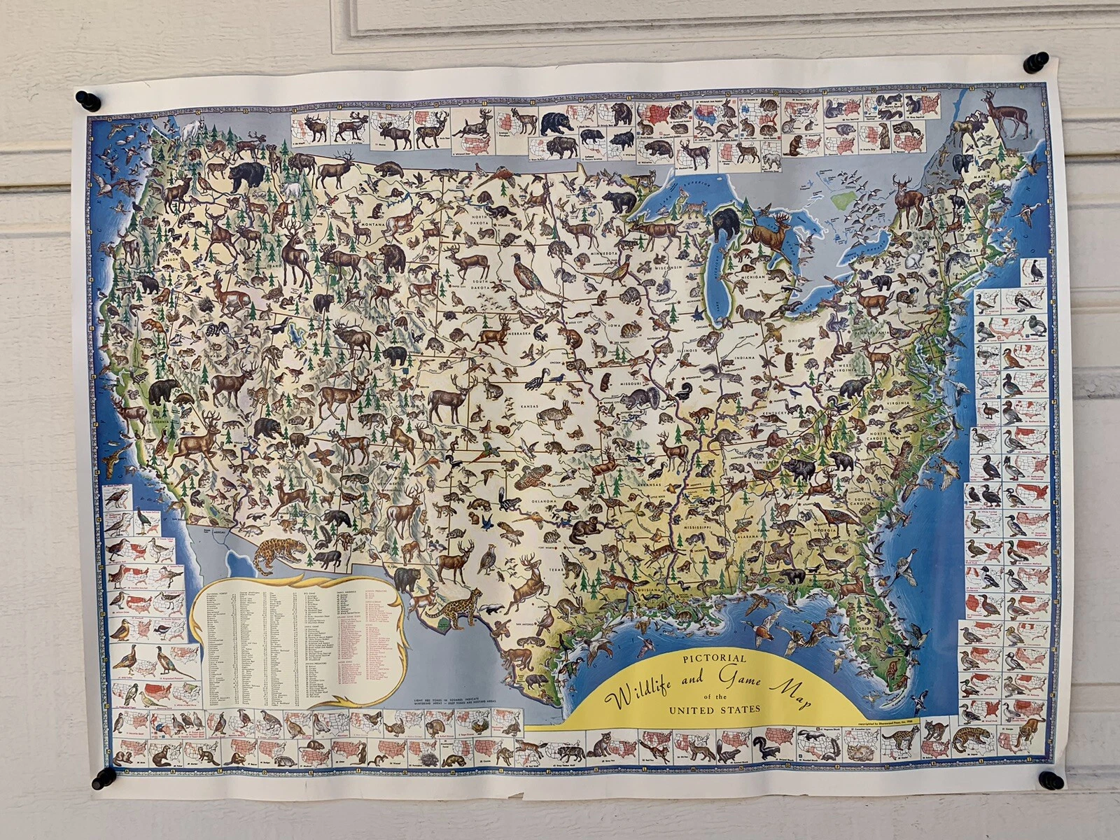 Pictorial Wildlife & Game Map Of The USA Ira Moss 1956 20