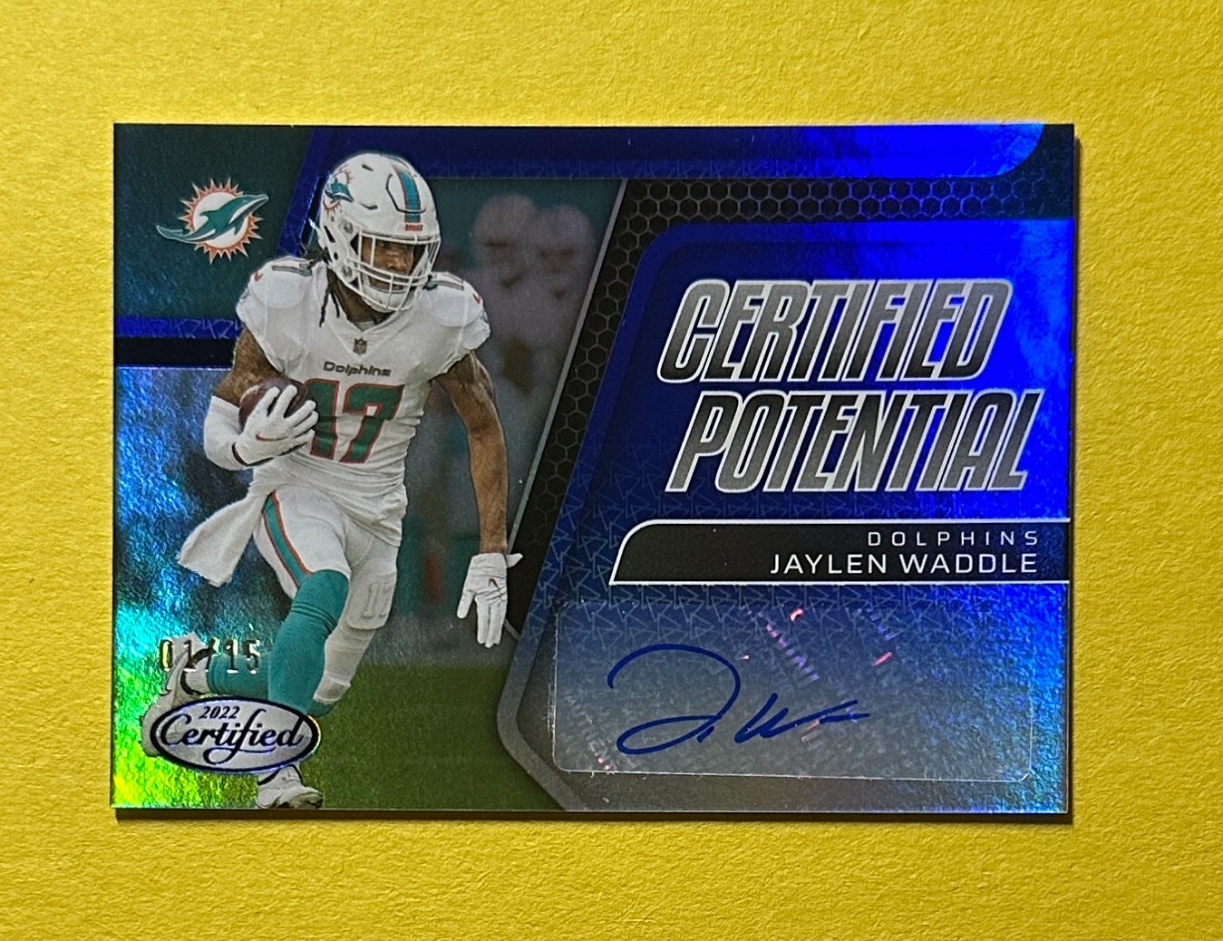2022 PANINI CERTIFIED JAYLEN WADDLE CERTIFIED POTENTIAL AUTO /15 #CPS-JW MIAMI