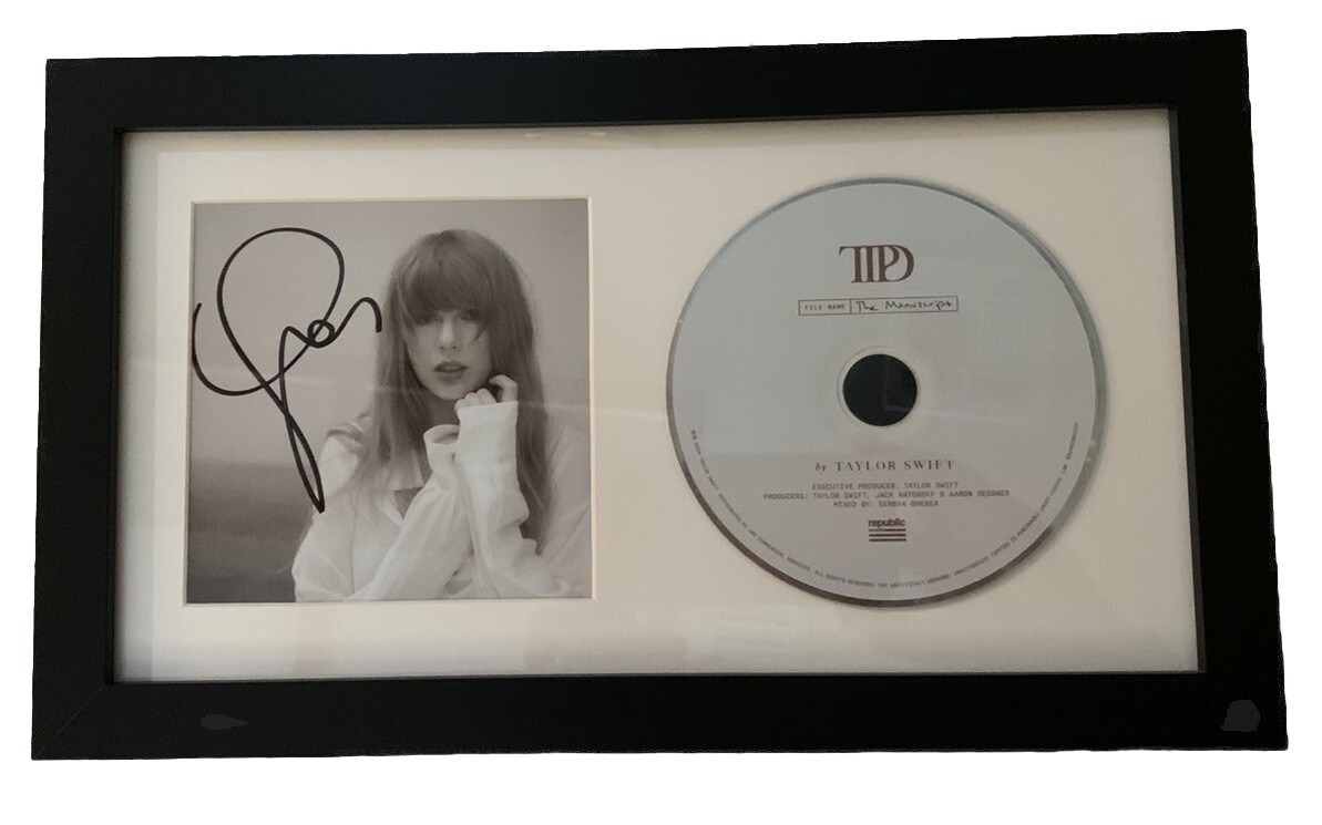 Taylor Swift Tortured Poets Signed Autographed Framed CD Display BAS Certified