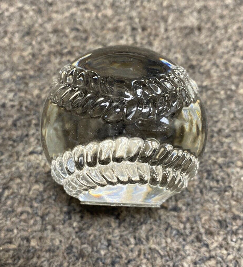 BASEBALL PAPERWEIGHT GREAT FOR A GIFT CLEAR GLASS L@@K