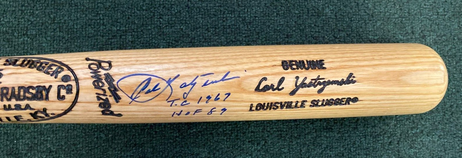 CAL YASTRZEMSKI T.C. 1967 HOF 89 SIGNED AUTOGRAPHED ENGRAVED LV BAT BECKETT