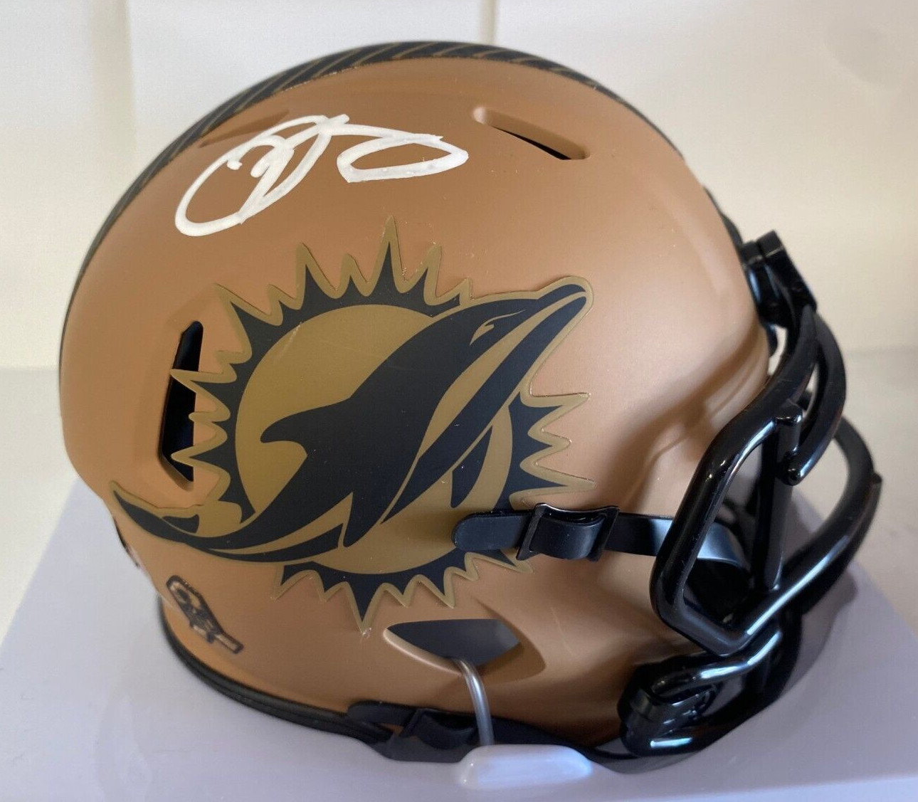 ODELL BECKHAM JR MIAMI DOLPHINS SIGNED AUTOGRAPH CAMO MINI HELMET BECKETT BAS *