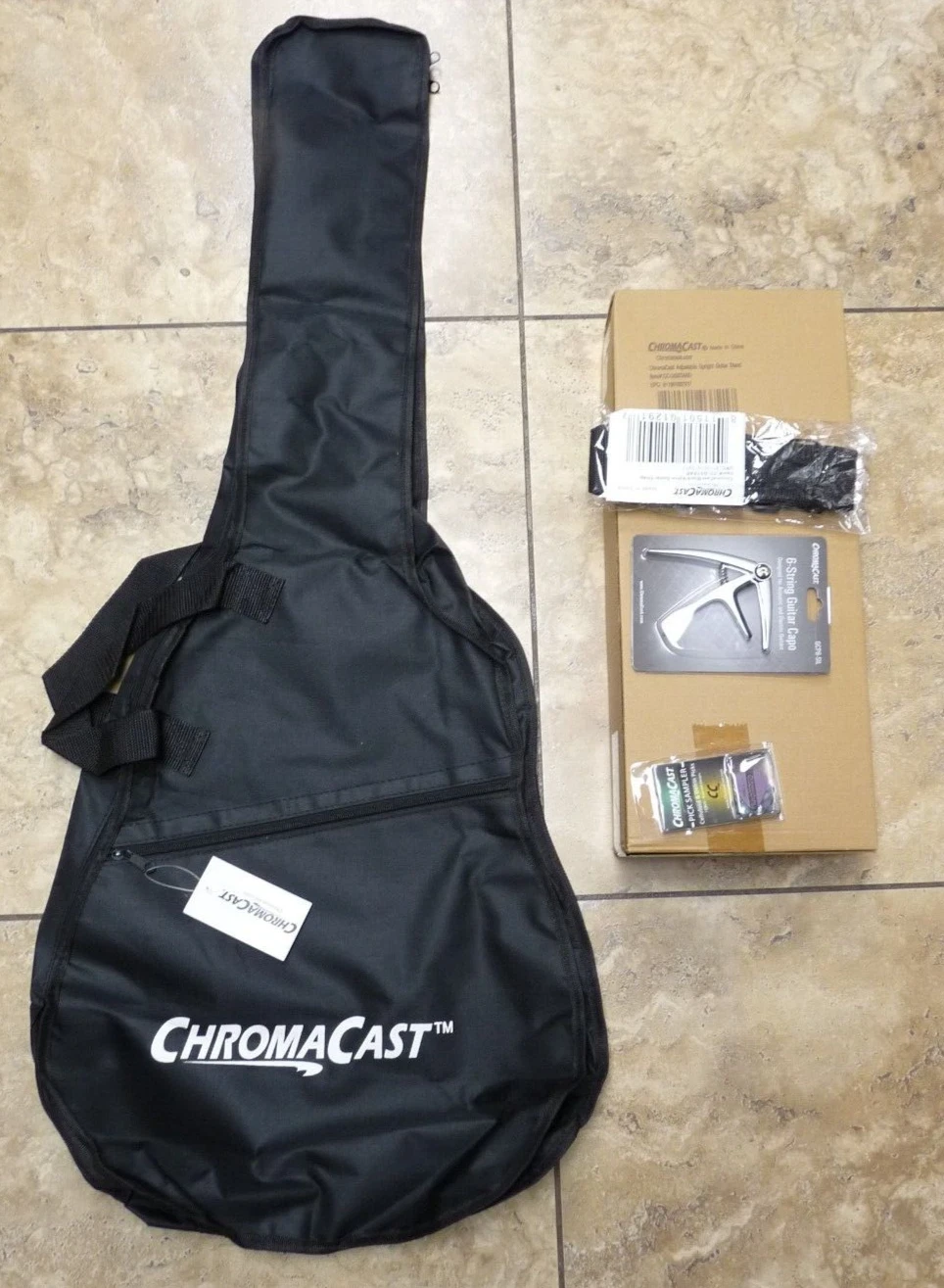 ChromaCast Acoustic Guitar Gig Bag, Capo, Strap & Picks Starter Set