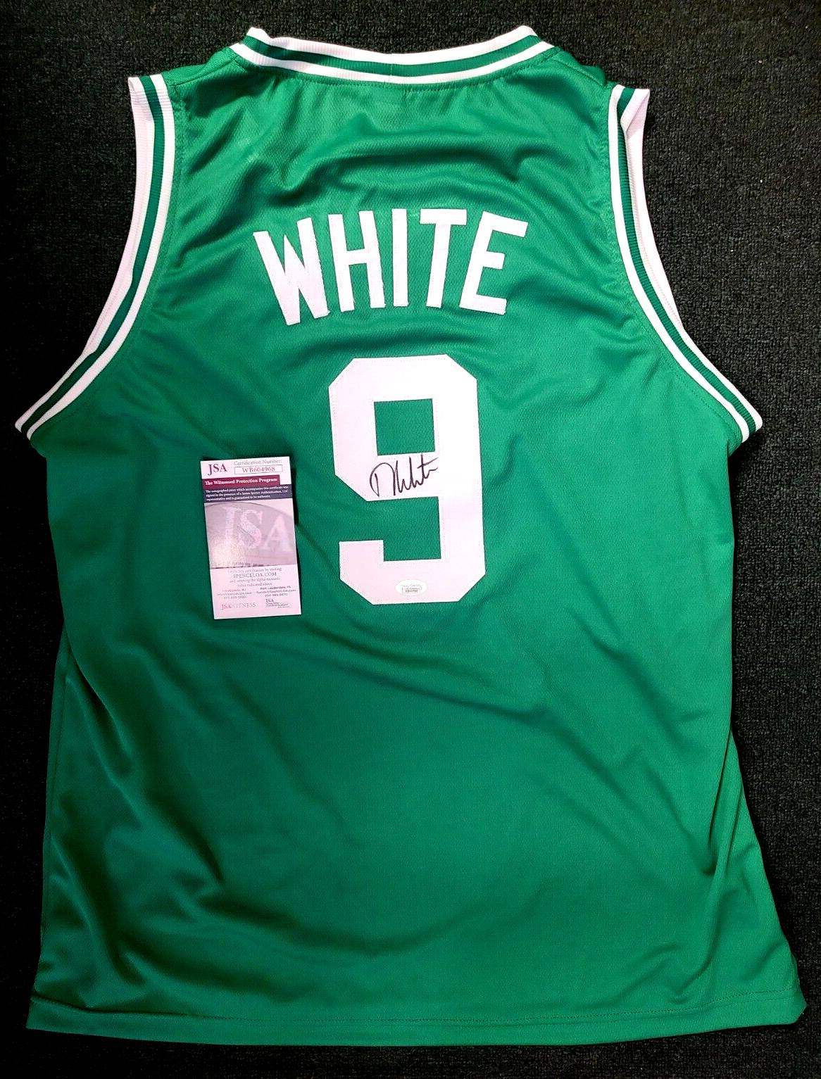 DERRICK WHITE #9 BOSTON CELTICS SIGNED AUTOGRAPHED CUSTOM JERSEY SZ XL JSA COA