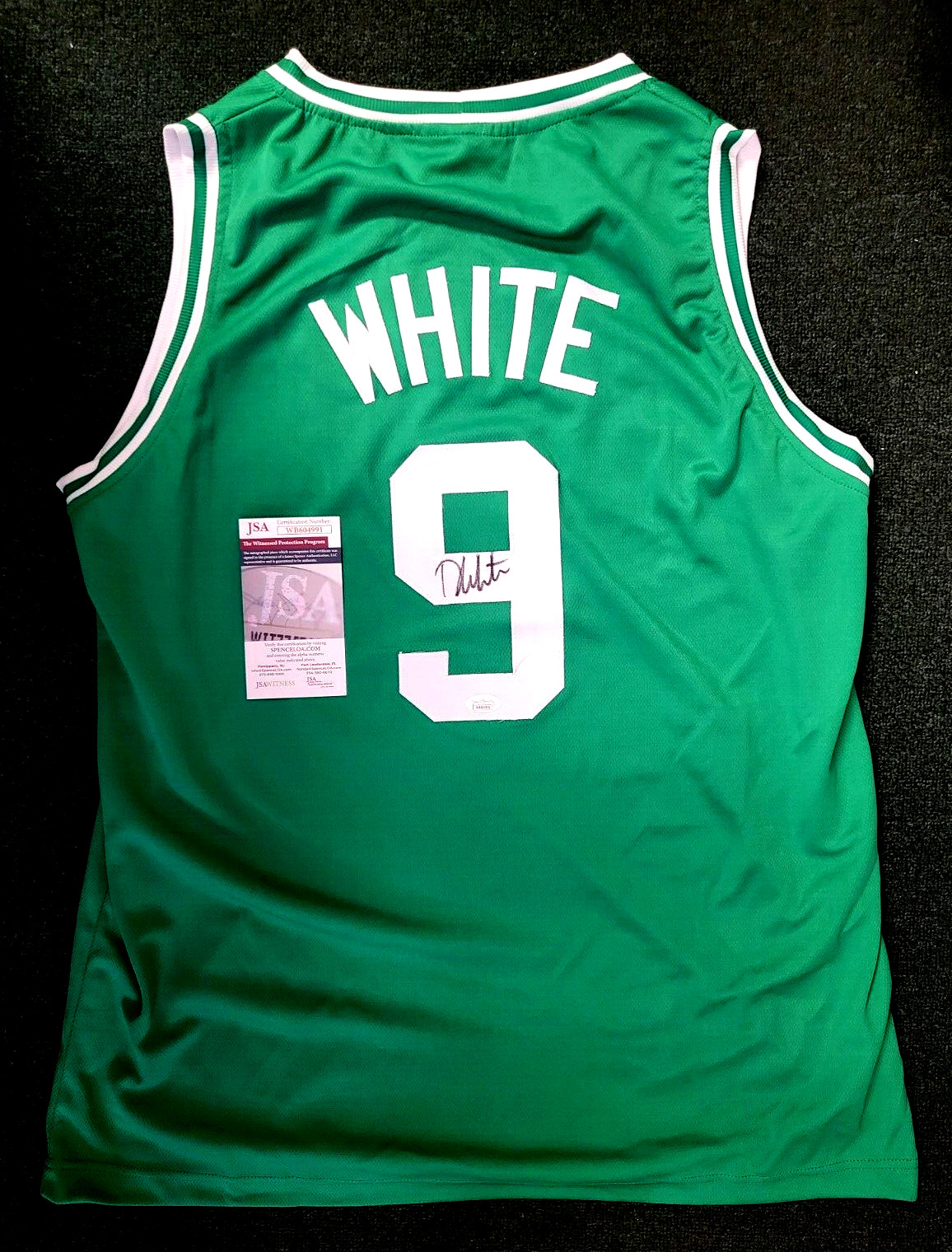 DERRICK WHITE #9 BOSTON CELTICS SIGNED AUTOGRAPHED CUSTOM JERSEY SZ XL JSA COA *