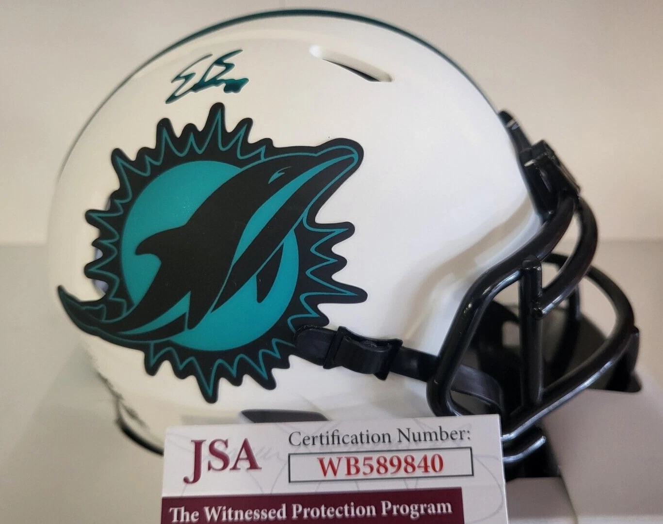 ETHAN BONNER MIAMI DOLPHINS SIGNED AUTOGRAPH LUNAR RIDDELL MINI HELMET JSA COA