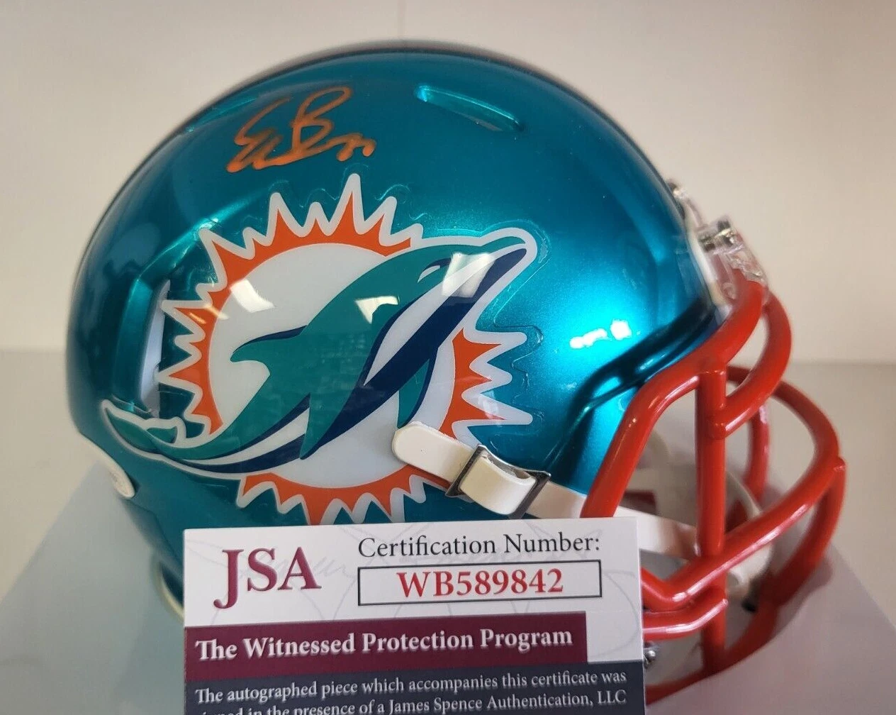 ETHAN BONNER MIAMI DOLPHINS SIGNED AUTOGRAPH SPEED RIDDELL MINI HELMET JSA COA *