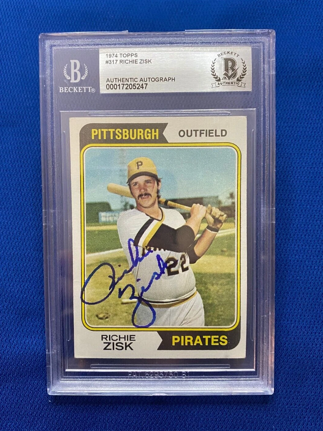 1974 TOPPS RICHIE ZISK PITTSBURGH PIRATES SIGNED AUTOGRAPHED #317 BECKETT