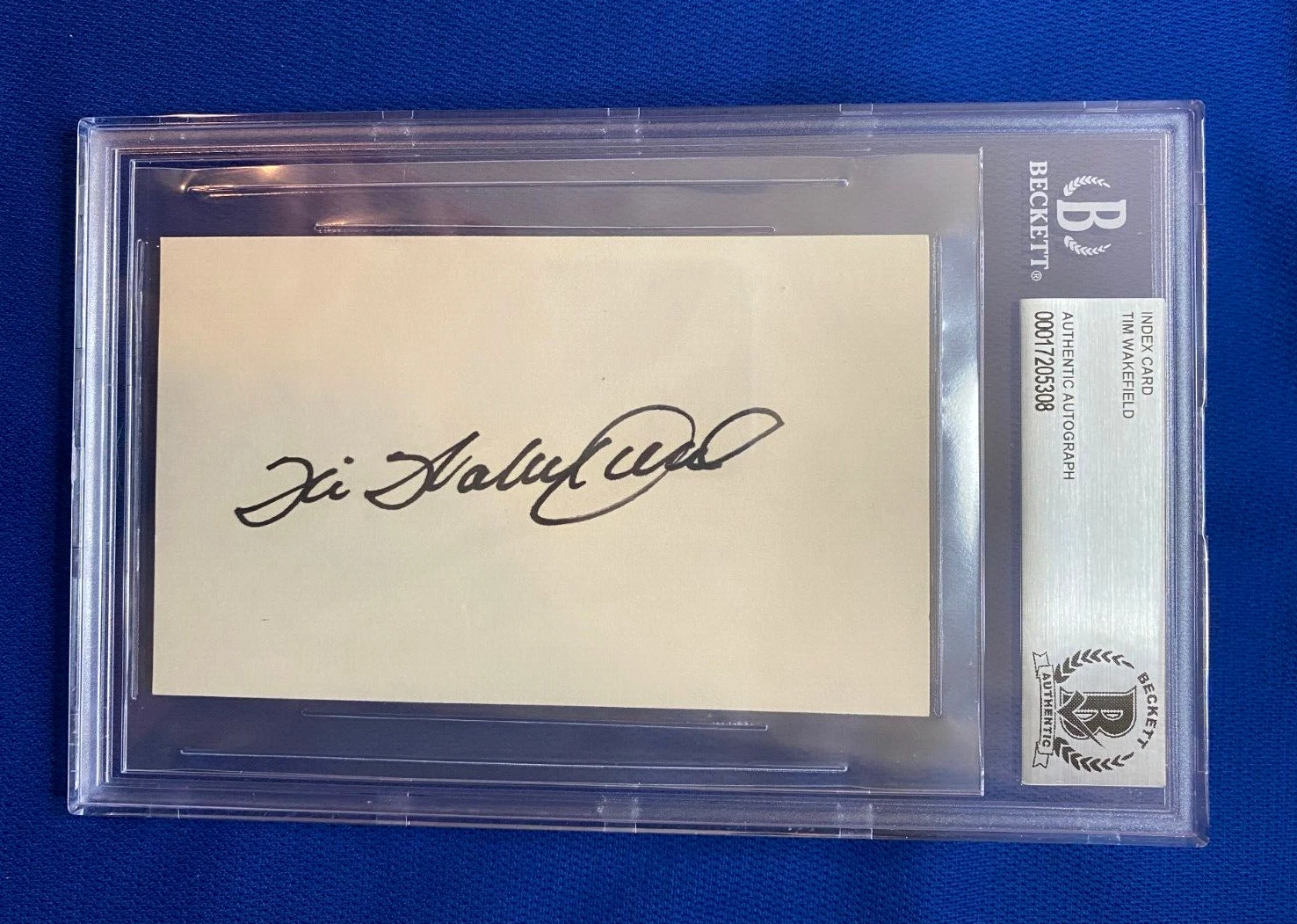 TIM WAKEFIELD BOSTON RED SOX SIGNED AUTOGRAPHED INDEX CARD BECKETT AUTHENTICATED